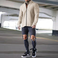 Herren lässiges Kurzarm-Hemd mit strukturiertem Design und modernem Reißverschluss R&B