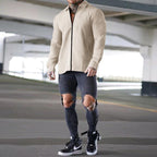 Herren lässiges Kurzarm-Hemd mit strukturiertem Design und modernem Reißverschluss R&B