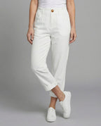 Damen Bequeme Chinohose mit umgeschlagenem Saum