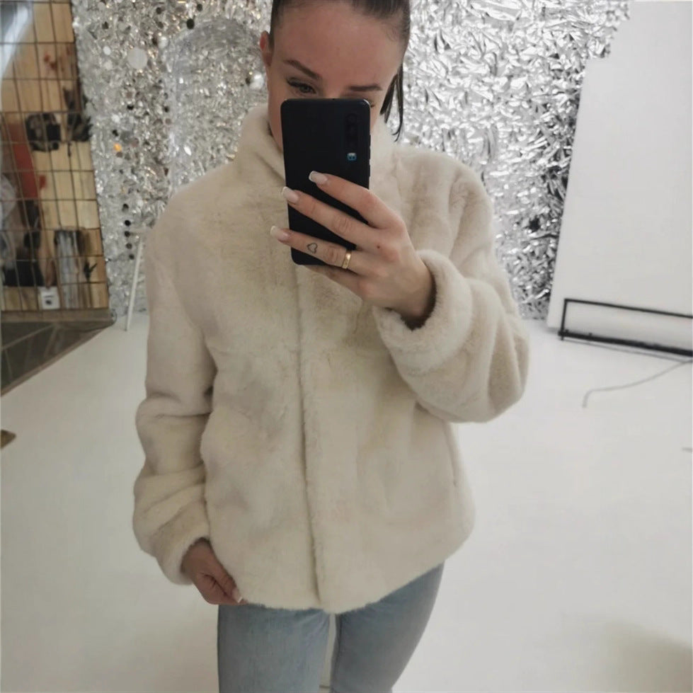 Damen Fleecejacke mit hohem Kragen und seitlichen Eingrifftaschen R&B