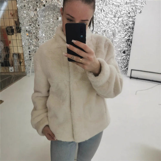Damen Fleecejacke mit hohem Kragen und seitlichen Eingrifftaschen R&B