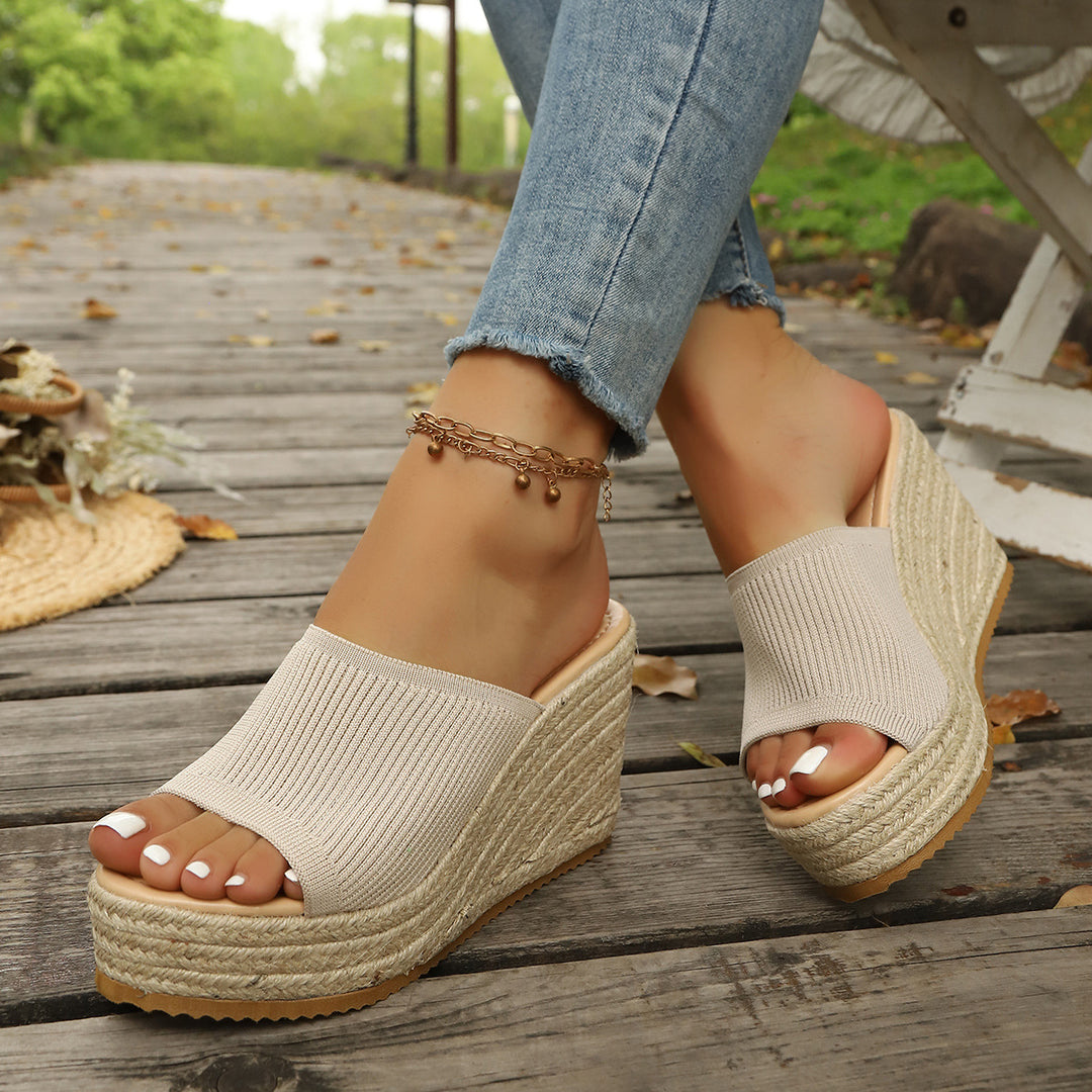 Damen modische Wedge-Pantoletten mit elastischem Obermaterial R&B