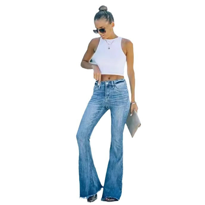Damen Flared Jeans mit hohem Bund für einen eleganten Look R&B