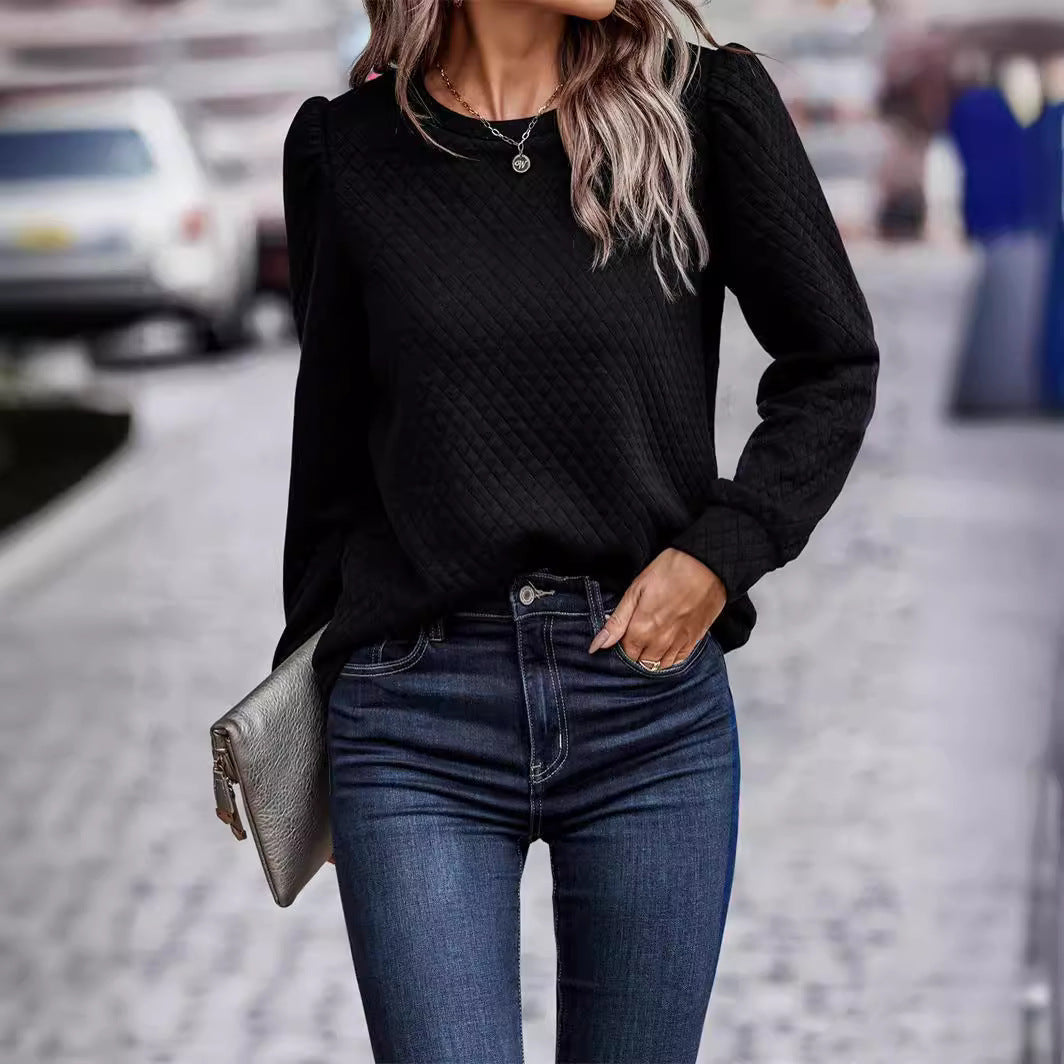 Damen Strukturierter Pullover mit puffärmeligen Details R&B