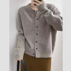 Damen Chunky Strickjacke mit Knopfverschluss und breiten Ärmelabschlüssen