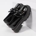 Damen modische Lacklederschuhe mit robustem Profilsohle und Schleifenakzent R&B