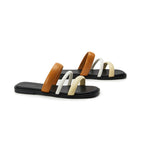 Damen modische Zehentrenner-Sandalen mit eleganten Riemen und komfortablem Fußbett R&B