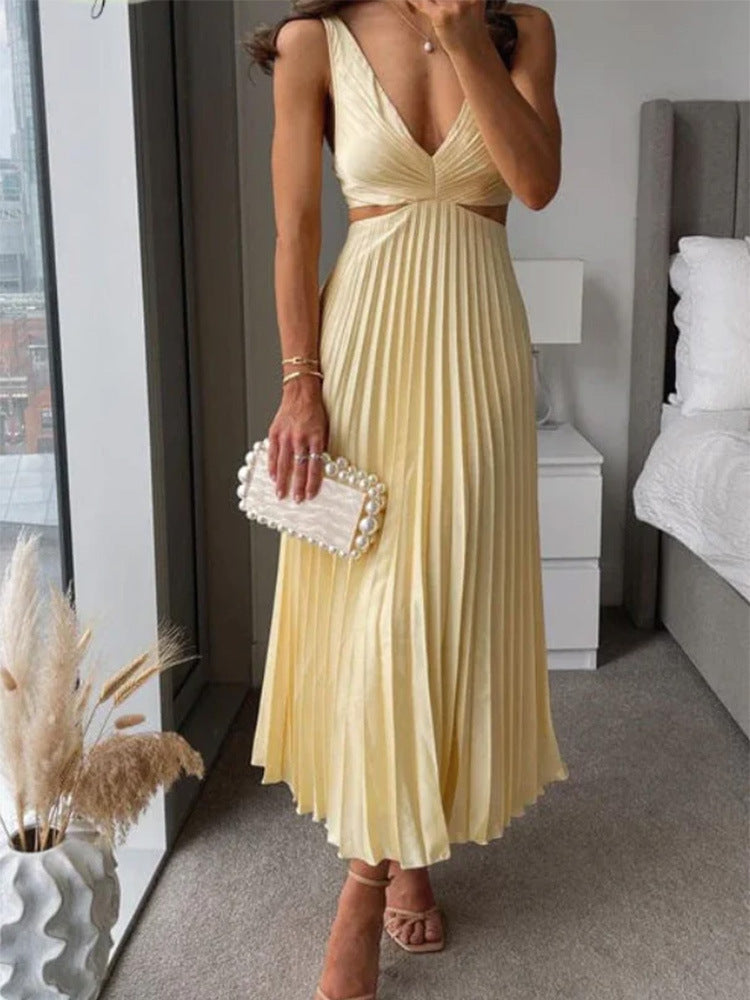 Damen Elegantes Maxikleid mit V-Ausschnitt und raffinierten Drapierungen R&B