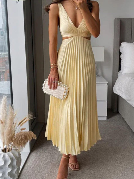 Damen Elegantes Maxikleid mit V-Ausschnitt und raffinierten Drapierungen R&B