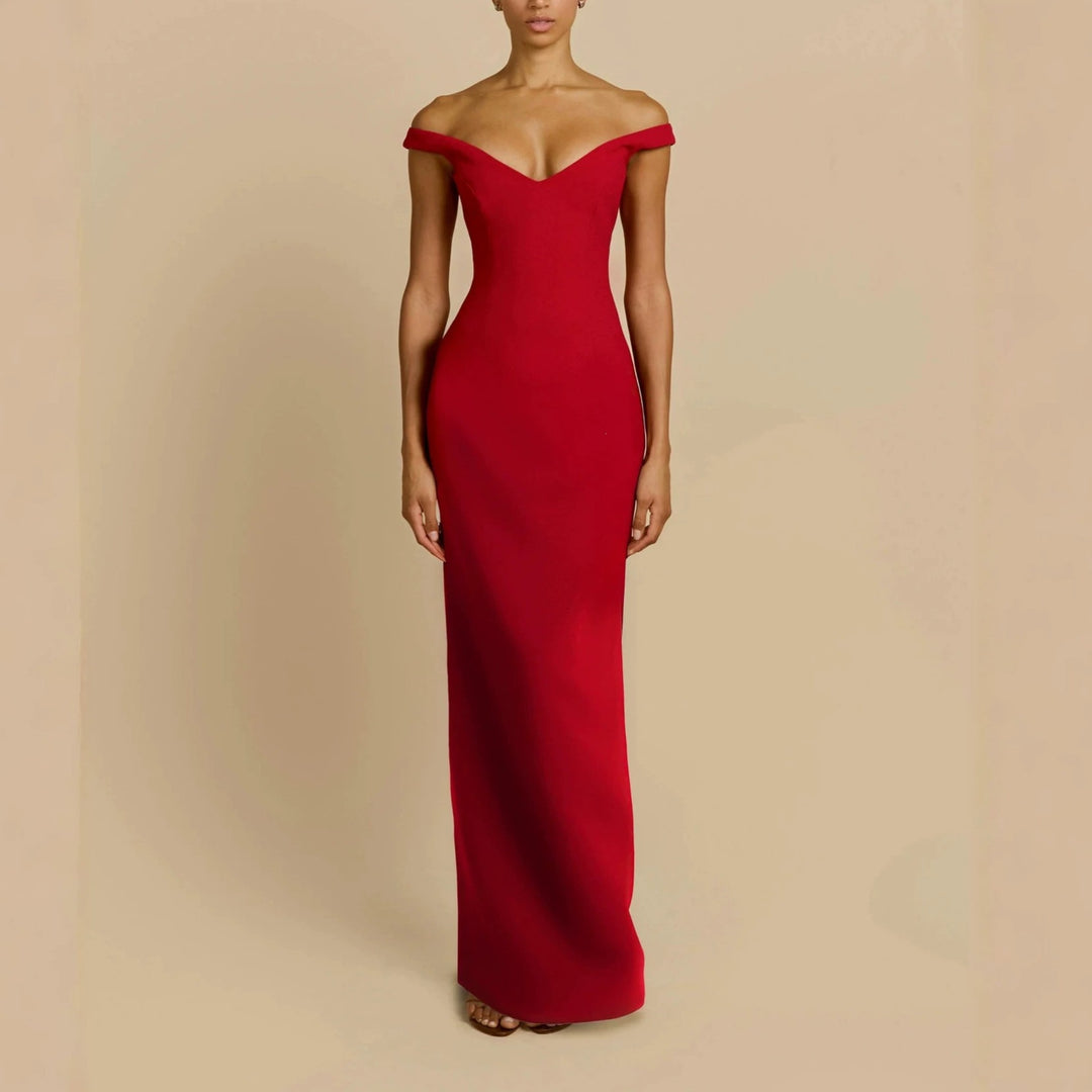 Damen Schlichtes Off-Shoulder-Maxikleid R&B