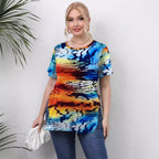 Damen lässiges T-Shirt mit modernem Batikdesign R&B