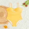 Damen Einteiliger Badeanzug mit raffiniertem Cut-Out und elegantem Rüschendesign R&B