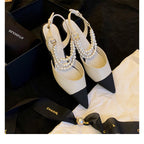 Damen Elegante Slingback-Pumps mit Perlenapplikationen und hochwertiger Schuhsohle R&B