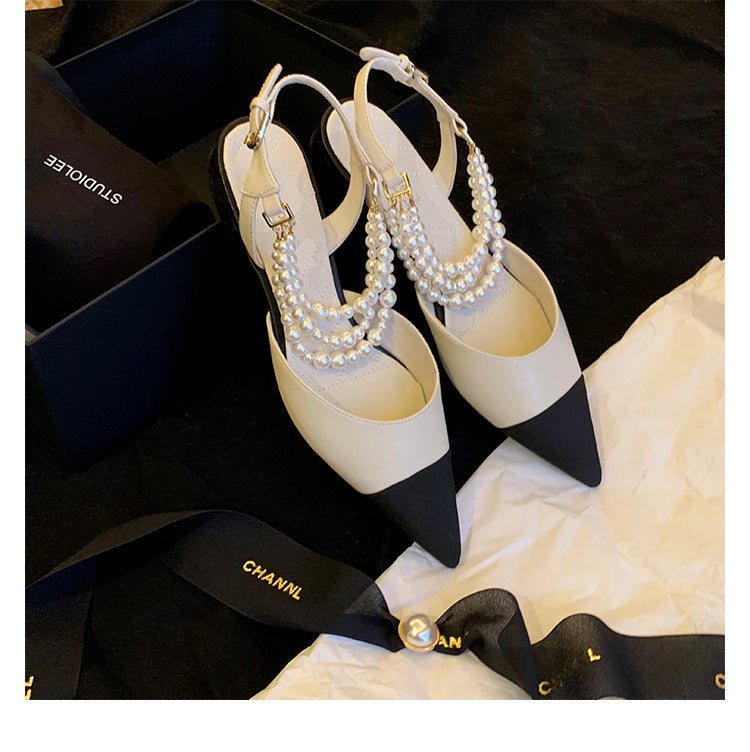 Damen Elegante Slingback-Pumps mit Perlenapplikationen und hochwertiger Schuhsohle R&B