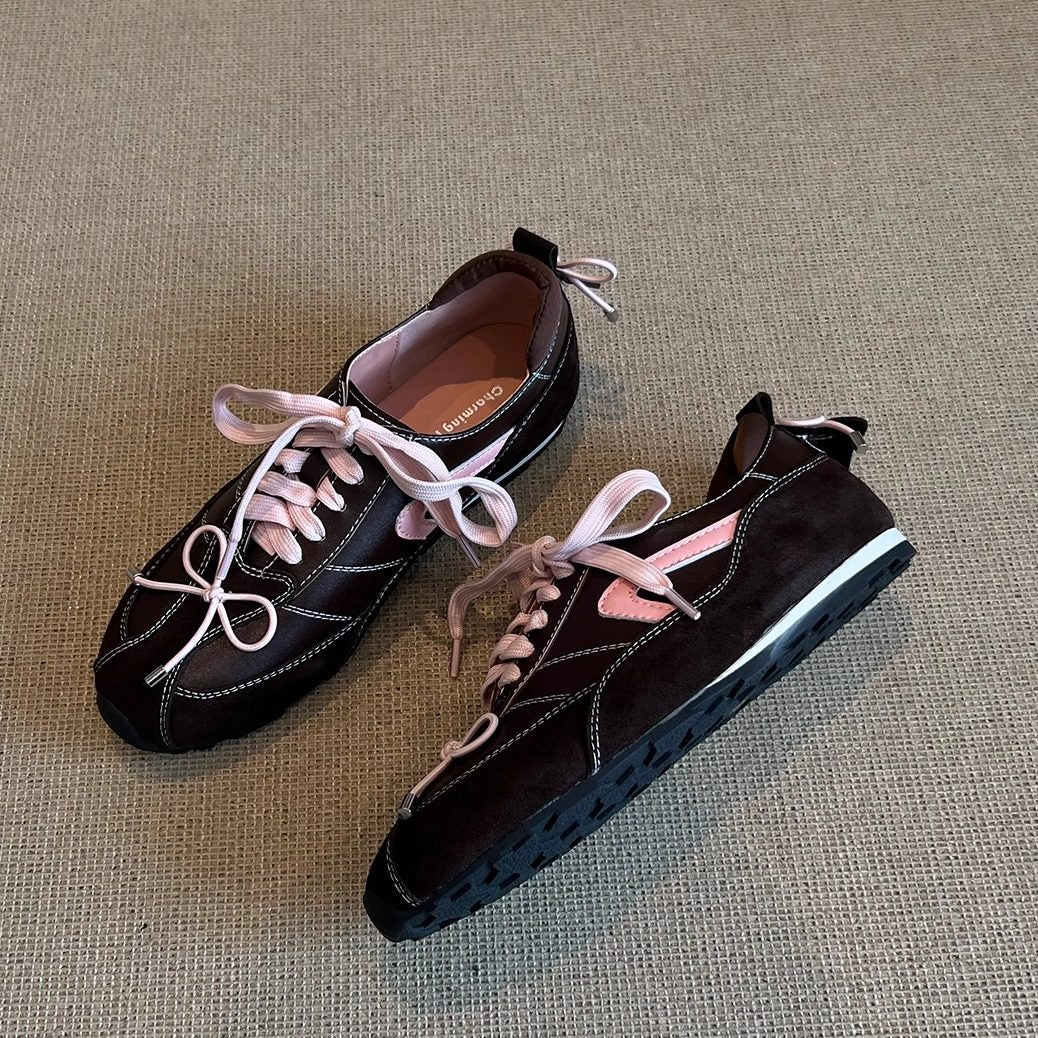 Damen modische Schnür-Sneaker aus hochwertigem Wildleder mit dekorativen Akzenten R&B