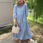 R&B | Lässiges Einfarbiges Patchworkkleid mit Reverstasche