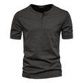 Herren nan schmal geschnittenes Kurzarmshirt mit kurzer Knopfleiste und geripptem Kragen aus Baumwollmix R&B