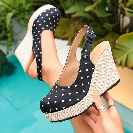 Damen Wedge-Pantoletten mit verspieltem Punktedesign R&B
