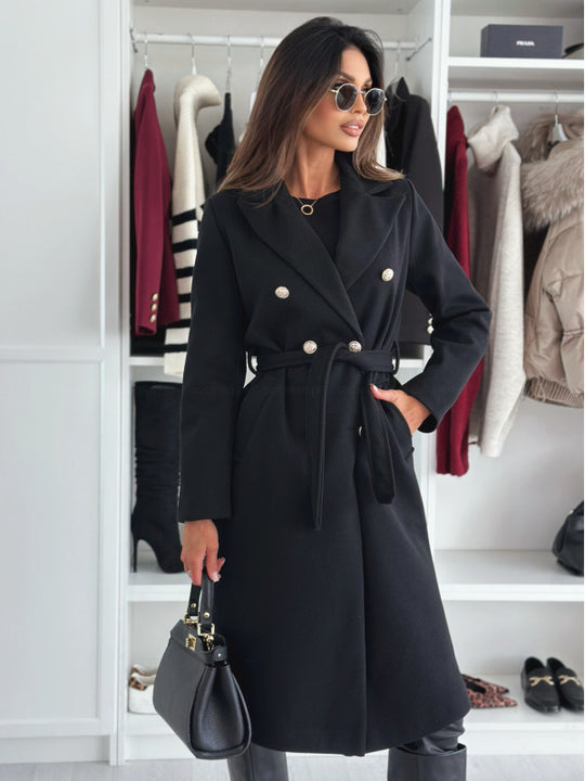 Damen eleganter Trenchcoat mit tailliertem Schnitt und seitlichen Taschen R&B