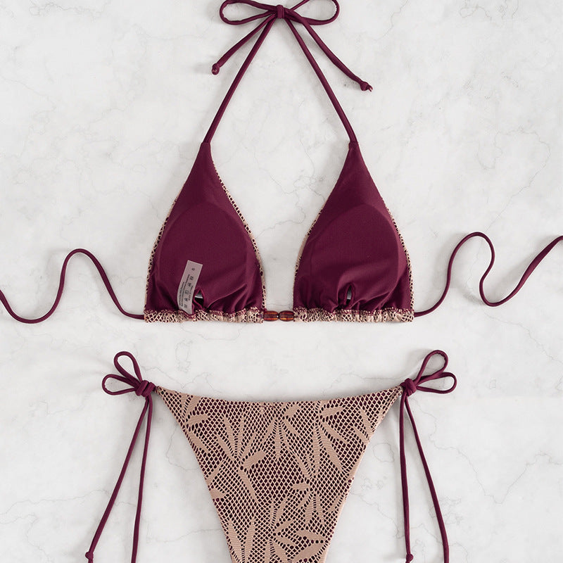 Damen Bikini-Set mit verspieltem Netzdesign und verstellbaren Bindebändern R&B