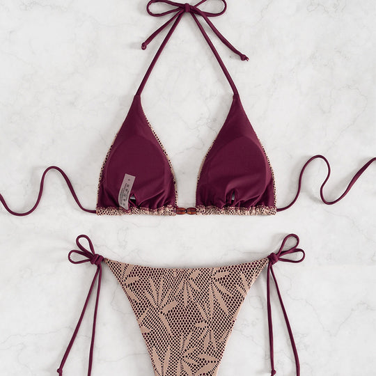 Damen Bikini-Set mit verspieltem Netzdesign und verstellbaren Bindebändern R&B