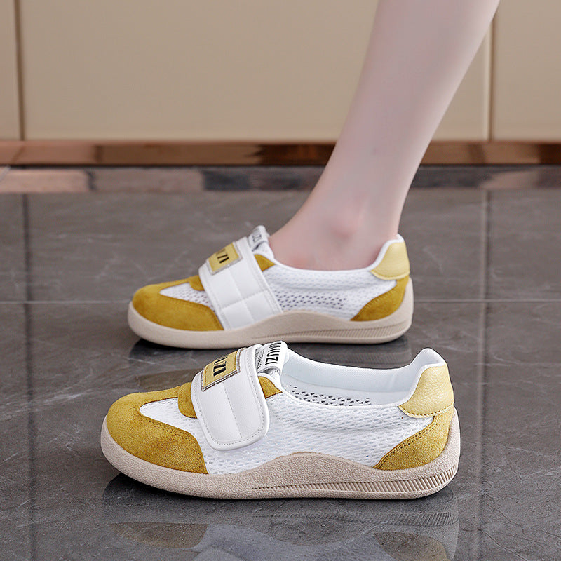 Damen Komfortable Freizeit Sneakers mit atmungsaktivem Netzdesign und elastischem Klettverschluss R&B