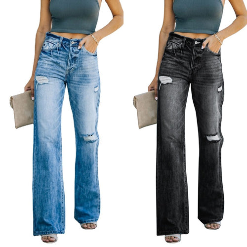Damen Weit geschnittene Jeans mit modischen Destroyed-Details R&B