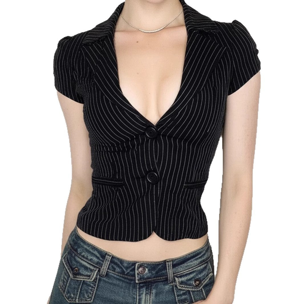 Damen Blazer mit tailliertem Schnitt und modernen Streifen R&B