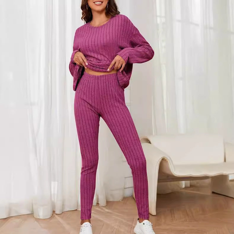 Damen Lässiges Strick-Set mit Gerippter Struktur und Weitem Schnitt R&B