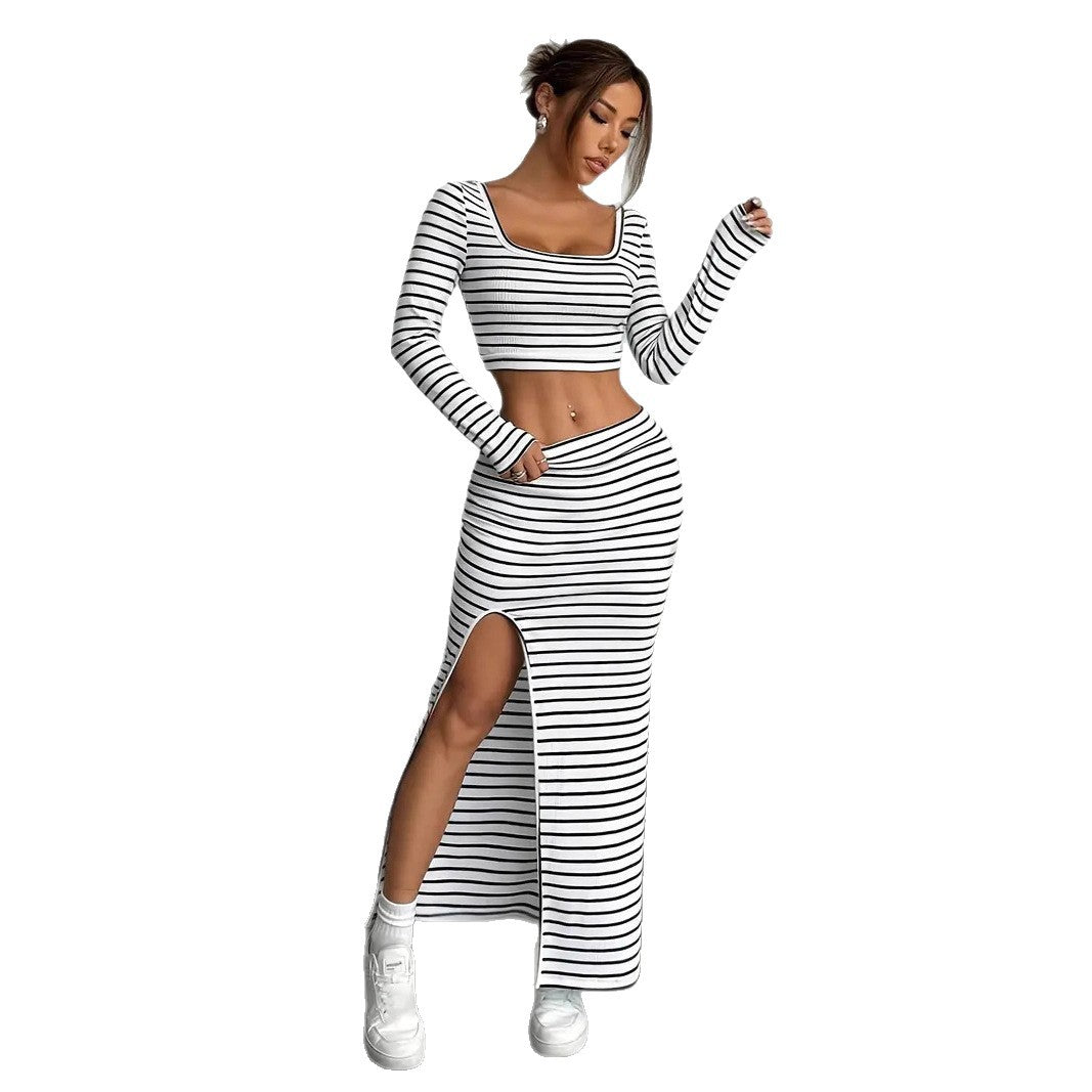 Damen Maxikleid im modernen Streifenlook R&B
