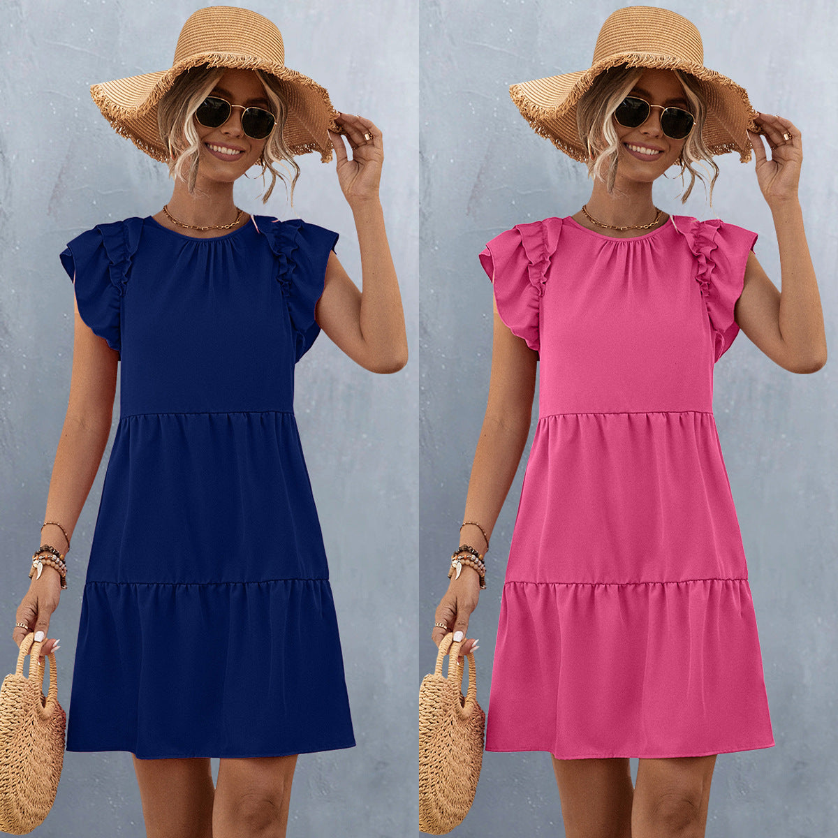 Damen Sommerkleid mit Rüschen R&B