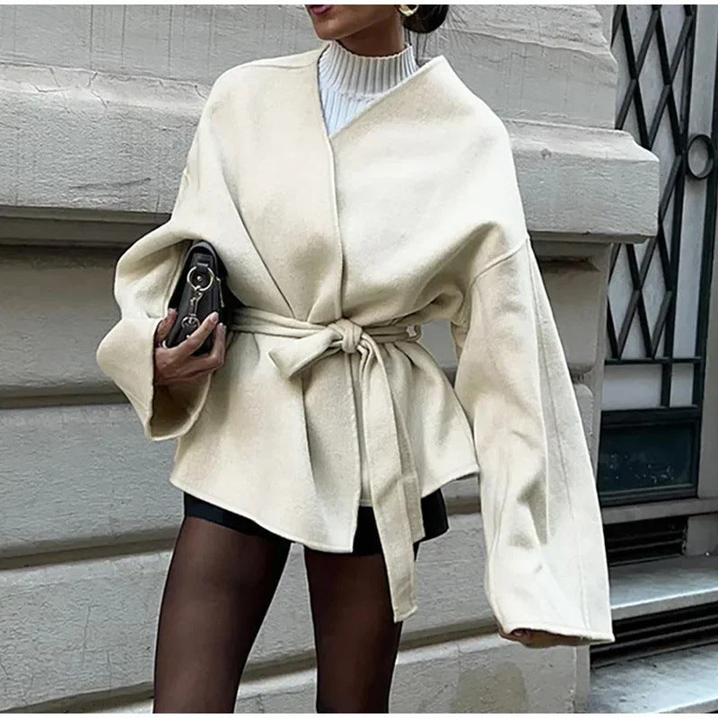 Damen Überwurfjacke mit Gürtel R&B