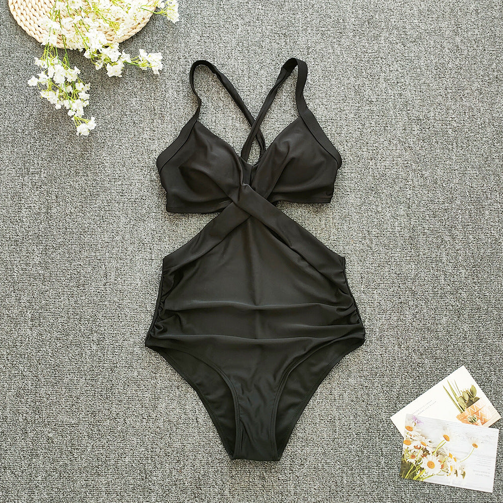 Damen Einteiler Badeanzug mit gekreuztem Design R&B