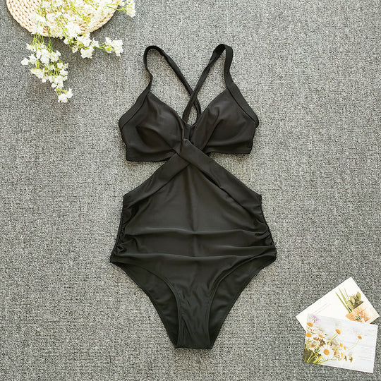 Damen Einteiler Badeanzug mit gekreuztem Design R&B