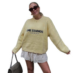 Damen Oversized Pullover mit kreativem Schriftzug R&B
