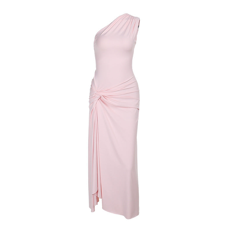 Damen Elegantes One-Shoulder Maxikleid mit verführerischem Seitenschlitz R&B