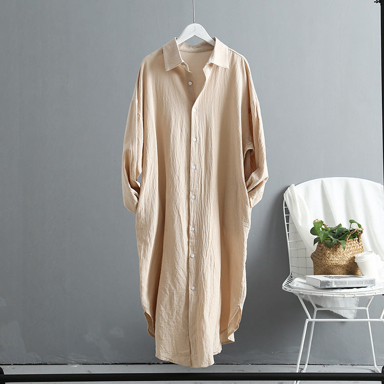 Damen Langarm-Hemdkleid mit klassischen Knopfdetails und überschnittenen Ärmeln R&B