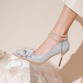 Damen stilvolle Pumps mit elegantem Schleifenakzent und schimmerndem Obermaterial R&B