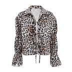 Damen Modische Bluse mit Leopardenmuster und Rüschenärmeln R&B