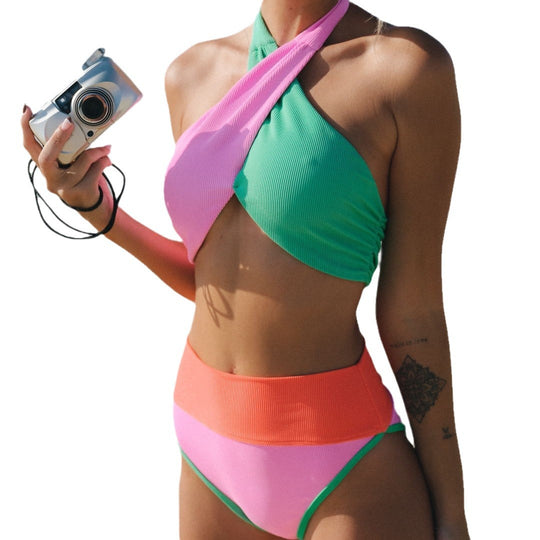 Damen Hochgeschnittener Bikini mit schickem Wickel-Design R&B
