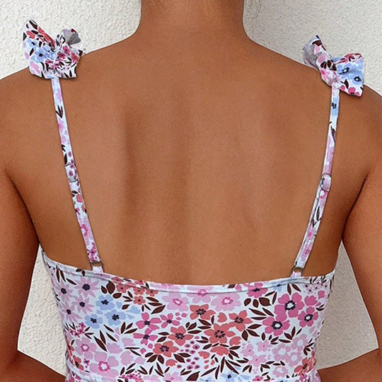 Damen Floral Design Badeanzug mit Rüschendetails R&B