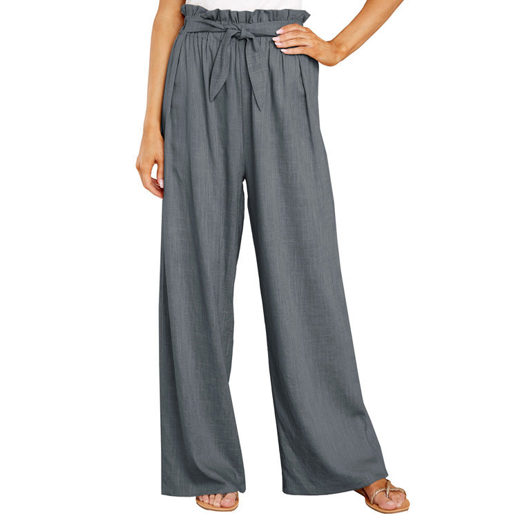 Damen Weite Sommerhose mit elastischem Bund und Bindegürtel R&B