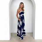 Damen Maxikleid mit elegantem Boho-Muster und filigranem Unterteil R&B