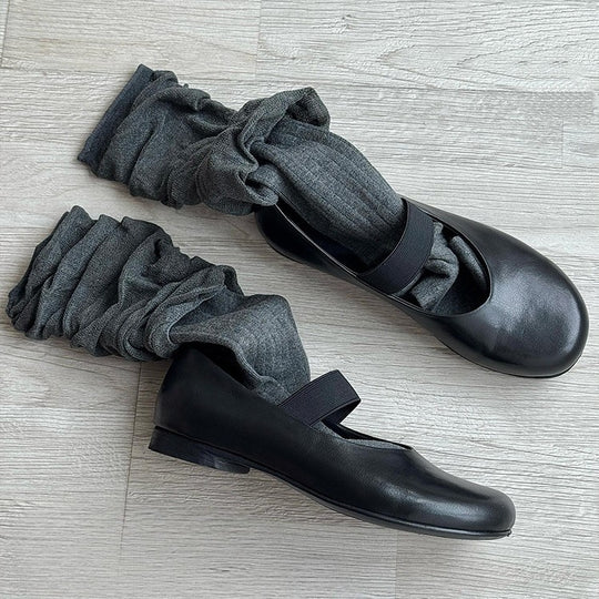 Damen Ballerinas mit elastischem Riemchen und hochwertiger Lederoberfläche R&B