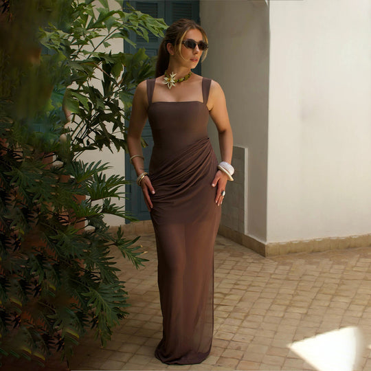 Damen Maxikleid mit elegantem Wickeldesign und verführerischem Schlitz R&B