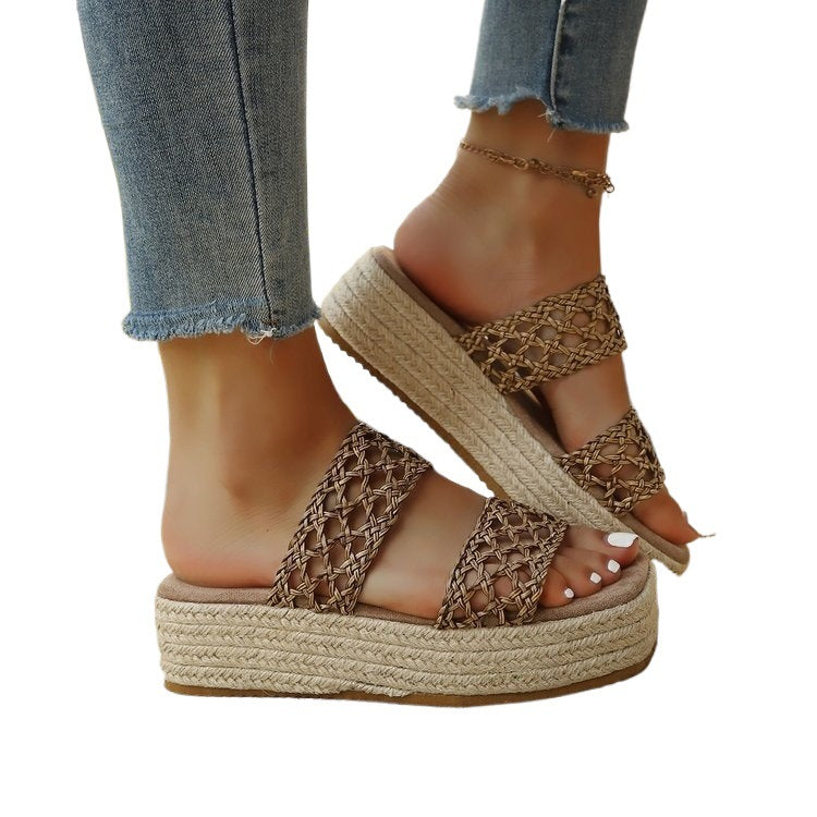 Damen Komfortable und geflochtene Wedge-Sandalen R&B