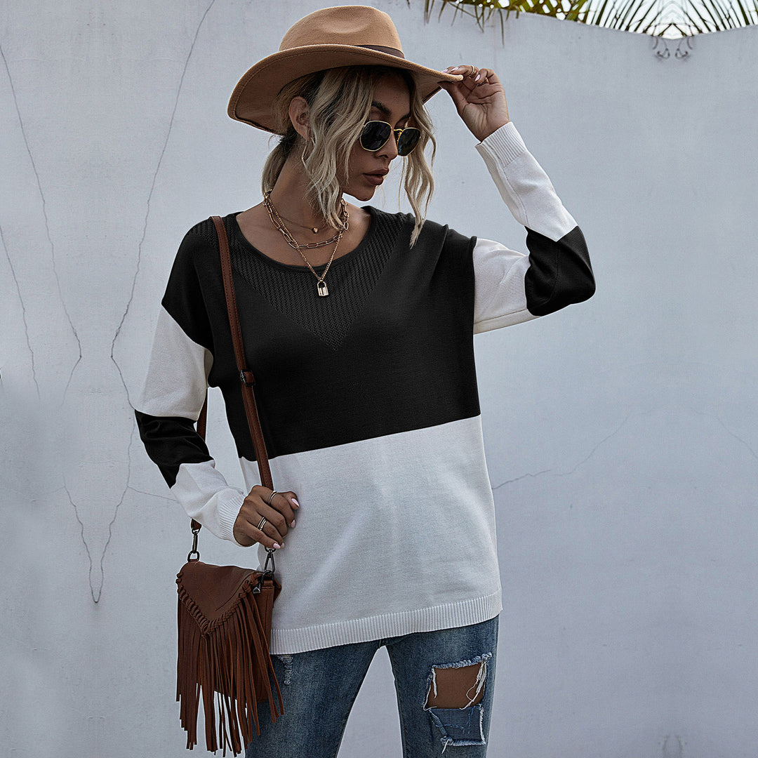 Damen Strickpullover mit modischem V-Ausschnitt und strukturiertem Muster R&B