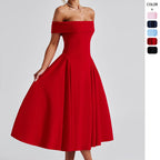 Damen Elegantes Abendkleid mit Schulterfreiem Design und Voluminösem Rock R&B