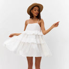 Damen Verspieltes Puffkleid aus leichtem Baumwollmaterial mit Rüschendetails R&B