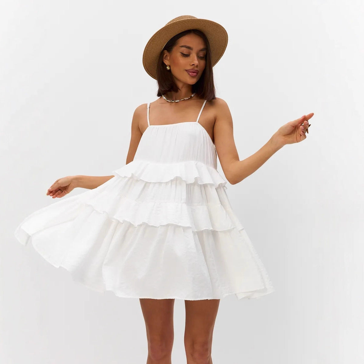 Damen Verspieltes Puffkleid aus leichtem Baumwollmaterial mit Rüschendetails R&B